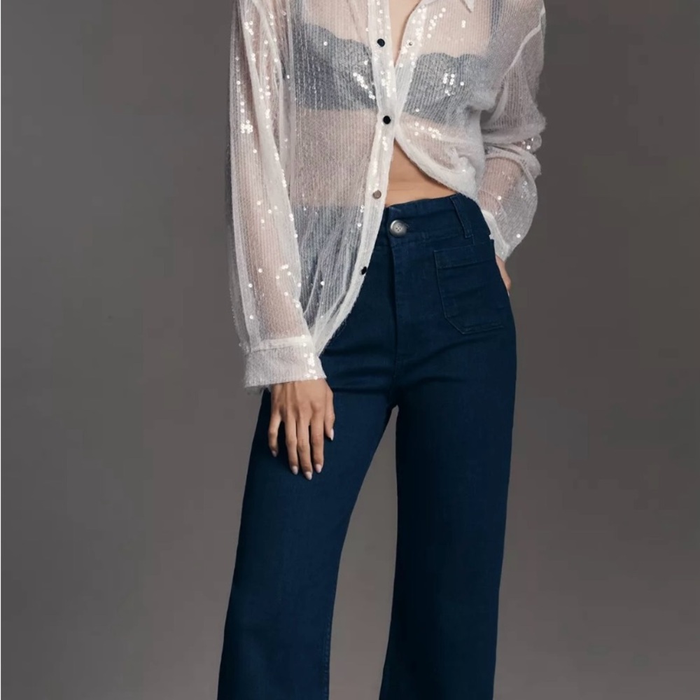 Collete Cropped High-Rise Wide leg Jeans by Maeve